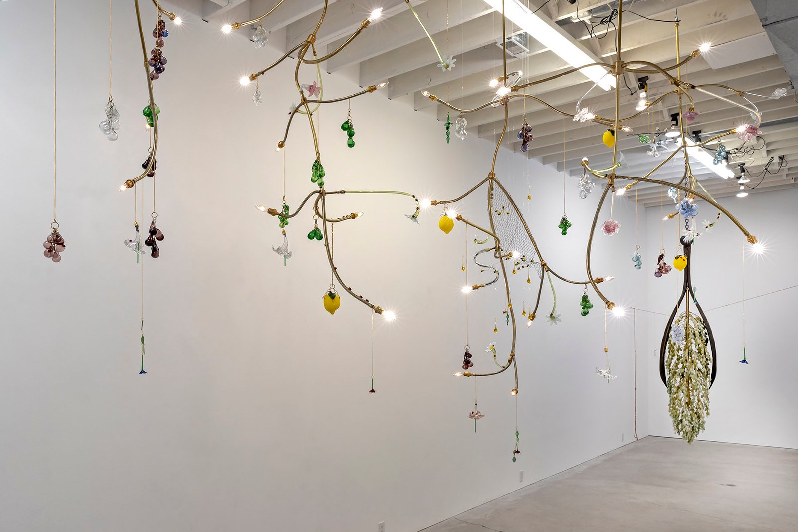 Installation view — multiple chandeliers in the studio